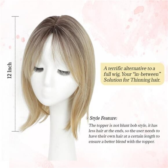 12 Inch Hair Topper for Women with Thinning Hair, 6.5\